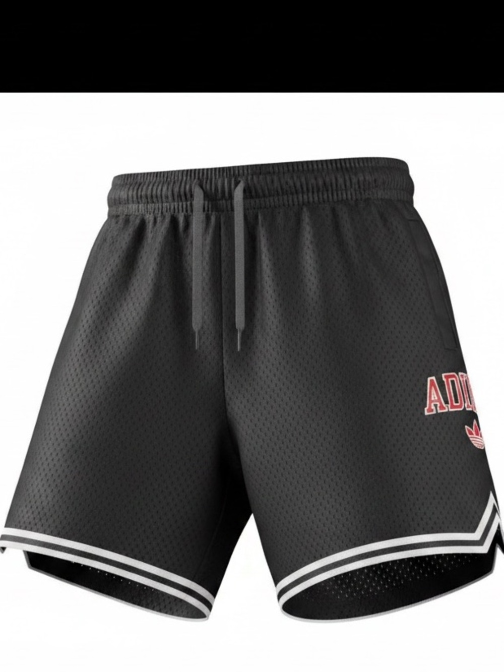 adidas Black Kids Shorts size XL 16with White Trim and Red Logo